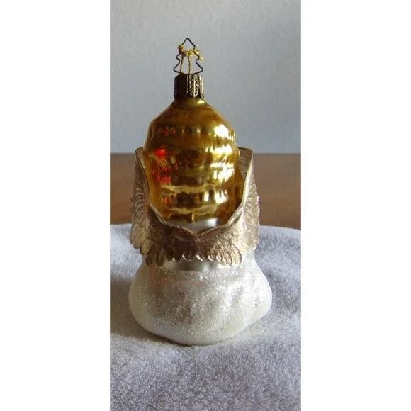 Whitehurst Blown Glass Angel Christmas Ornament Germany Cloud White Gold Glitter - Picture 5 of 10